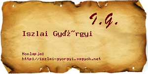Iszlai Györgyi névjegykártya