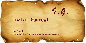 Iszlai Györgyi névjegykártya